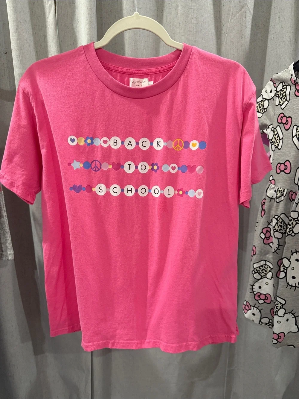 Girls' Pink Back-to-School Graphic Tee - Comfort Crew Neck